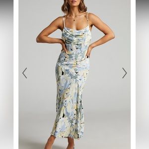 Blue Floral Midi Dress